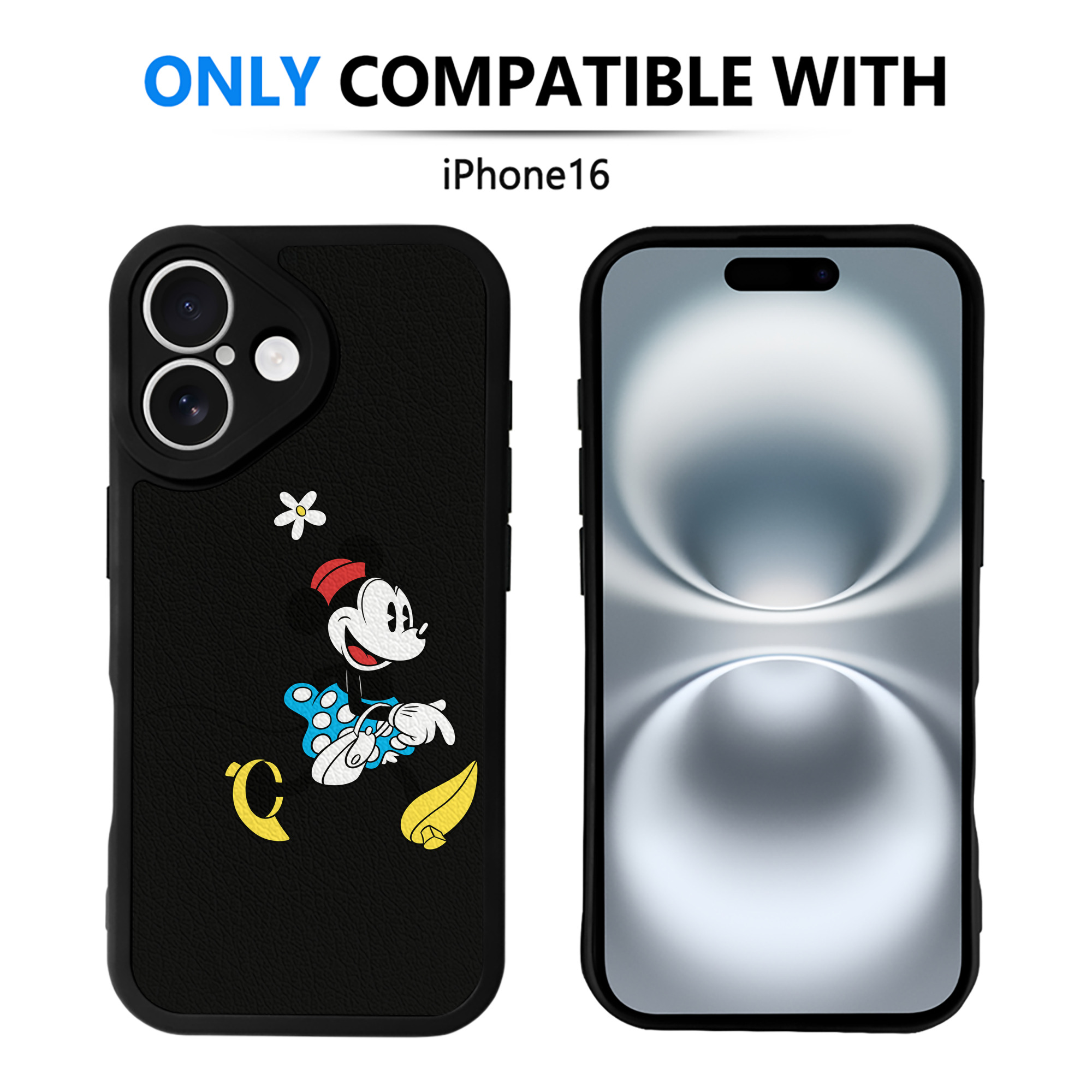 （画像用） ミッキーマウス Mickey Mouse 【iPhone 16シリーズ対応】シリコンスマホケース（レザー調） 材質：シリコン